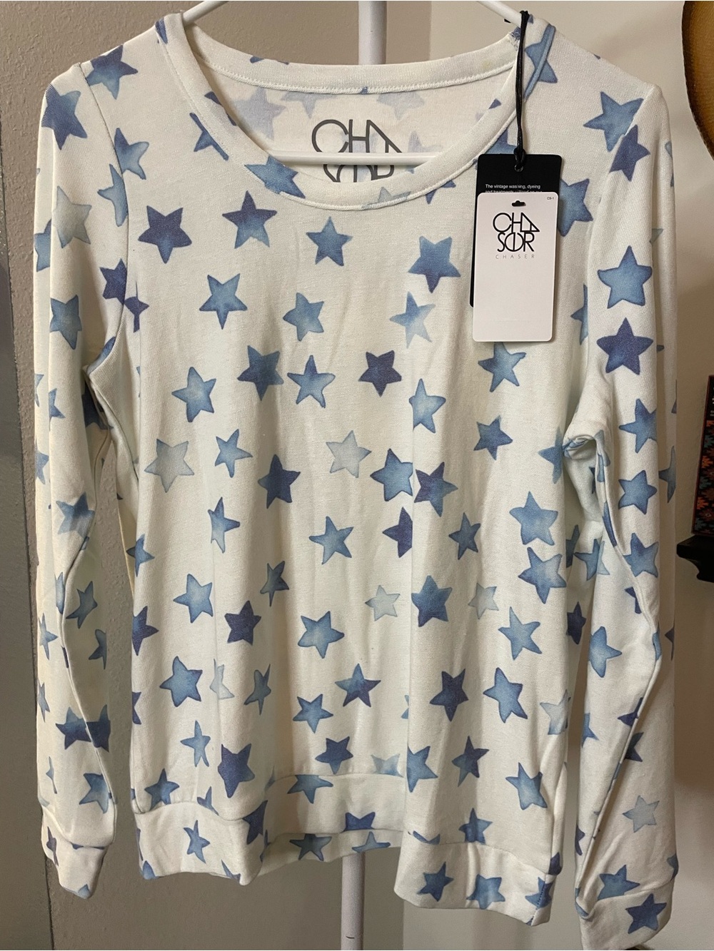 Chaser Indigo Star Long Sleeve Sweatshirt with back Cut Out